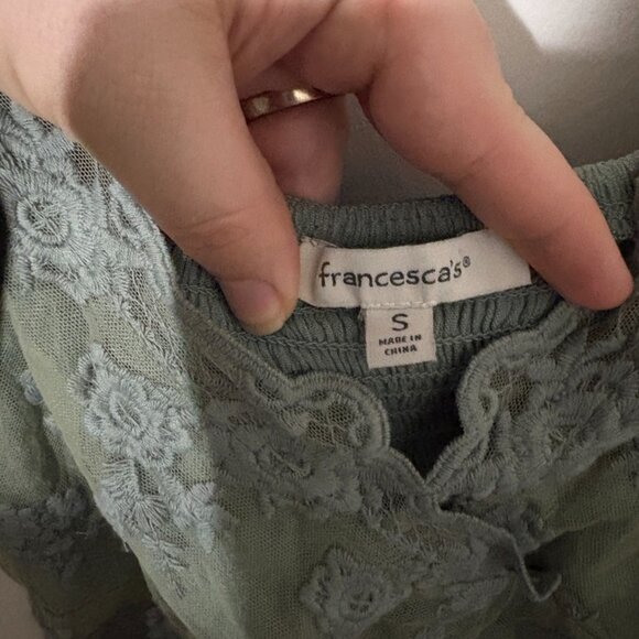 Francesca’s Sage Green Lace Peplum Cami Top – Size S - Picture 2 of 4